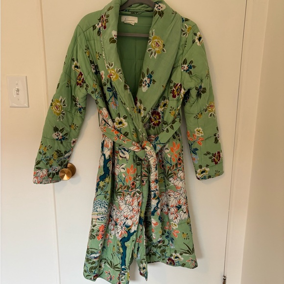 Anthropologie Other - Anthropologie Green Floral Robe